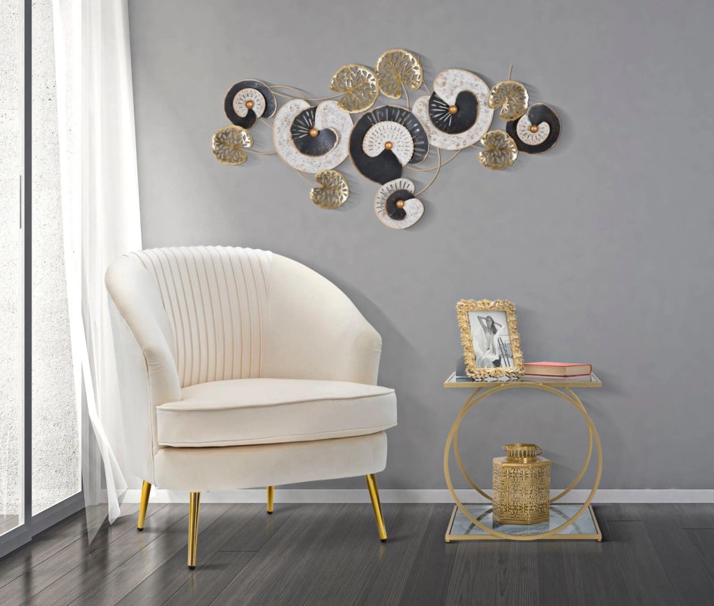 Tavolinetto Glam 2 Level 52,5x50x51 cm in Ferro MDF e Vetro Oro e Multicolor