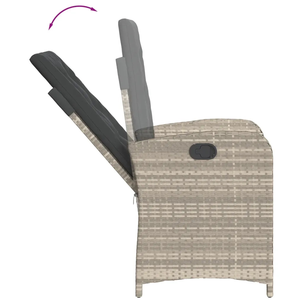 Set da Bistrò 3 pz con Cuscini Grigio Chiaro in Polyrattan 365182