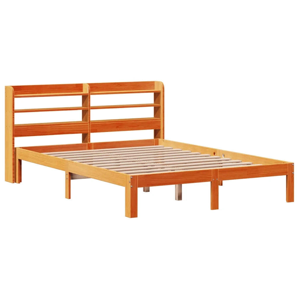 Letto senza Materasso-Struttura Letto Marrone Cera 135x190 cm in Legno di Pino 193122