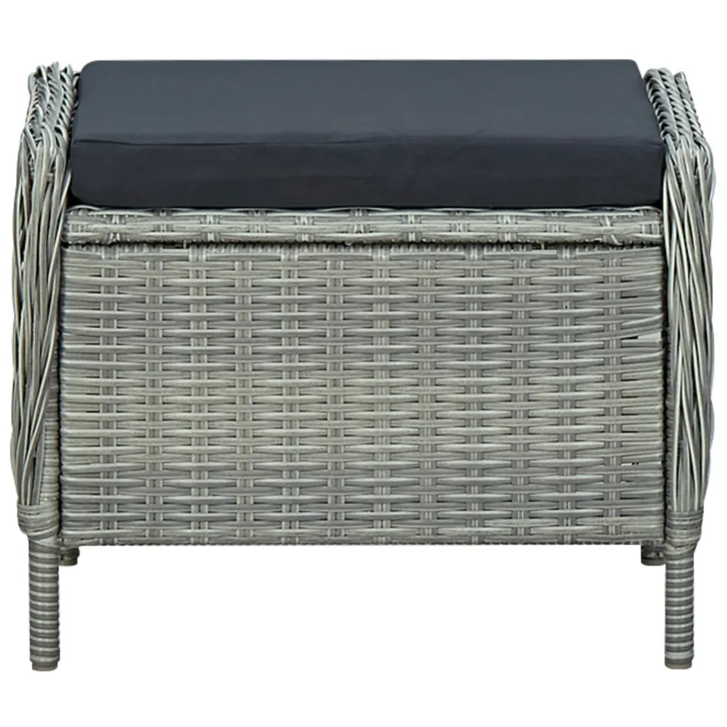 Set Pranzo da Giardino 9pz con Cuscini Polyrattan Grigio Chiaro 3060160