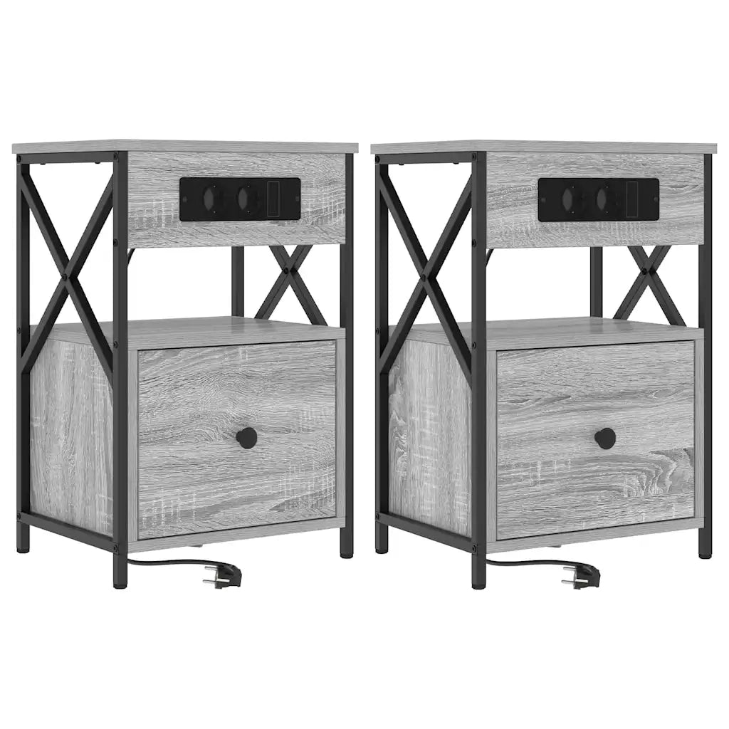 Set di 2 Comodini | Armadio da Notte | Mobiletto da notte Grigio Sonoma 40 x 31 x 60 cm