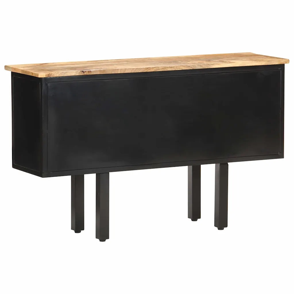 Credenza 110x30x65 cm in Massello di Mango Grezzo e Acciaio 321571