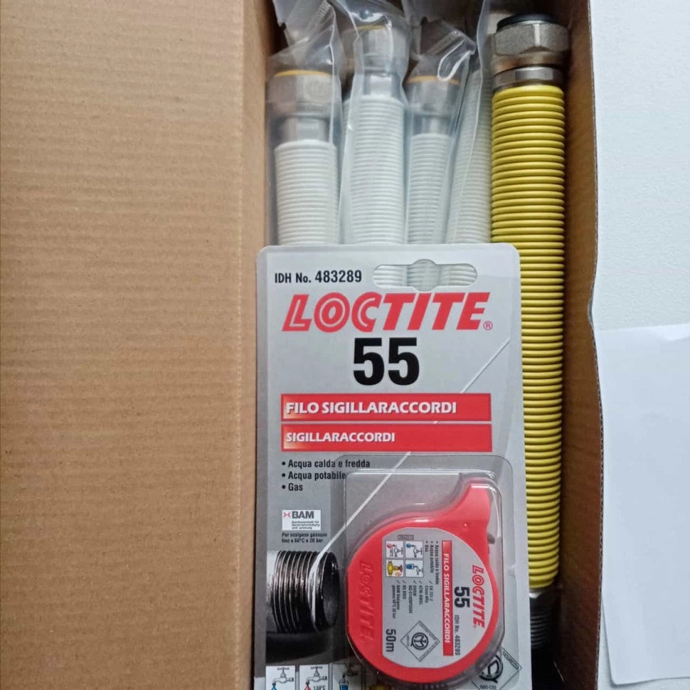 Kit di 4 flessibili per acqua e 1 per gas rivestiti - per installazione caldaia