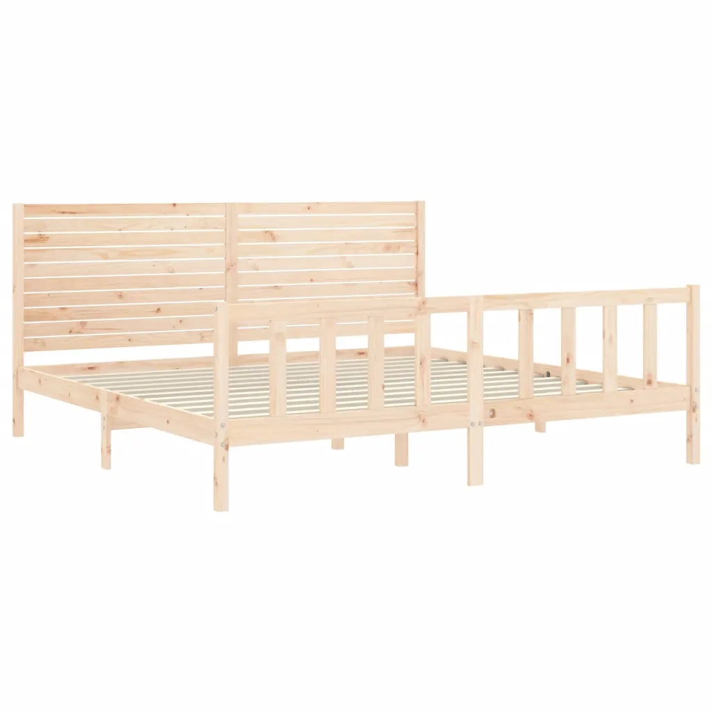 Giroletto con Testiera Super King Size-Struttura Letto in Legno Massello 282685