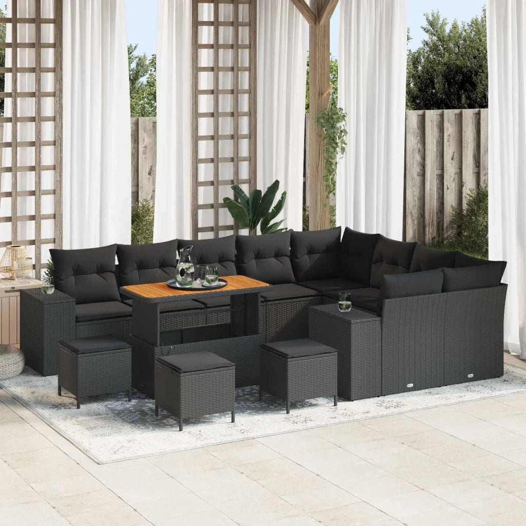 Set Divano da Giardino con cuscino con cuscino 13 pcs Nero 3363999