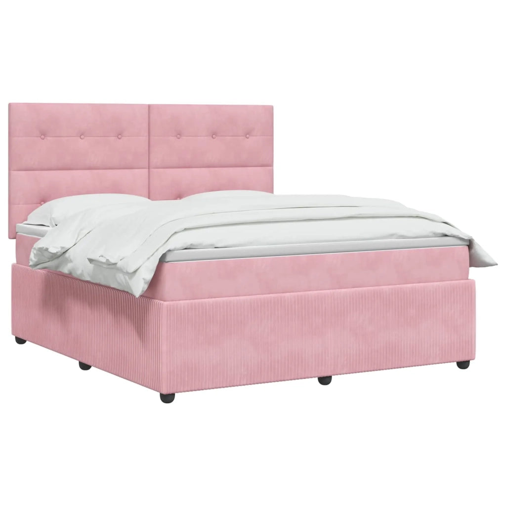 Letto box spring con materasso Rosa 160 x 200 cm Velluto 3454642