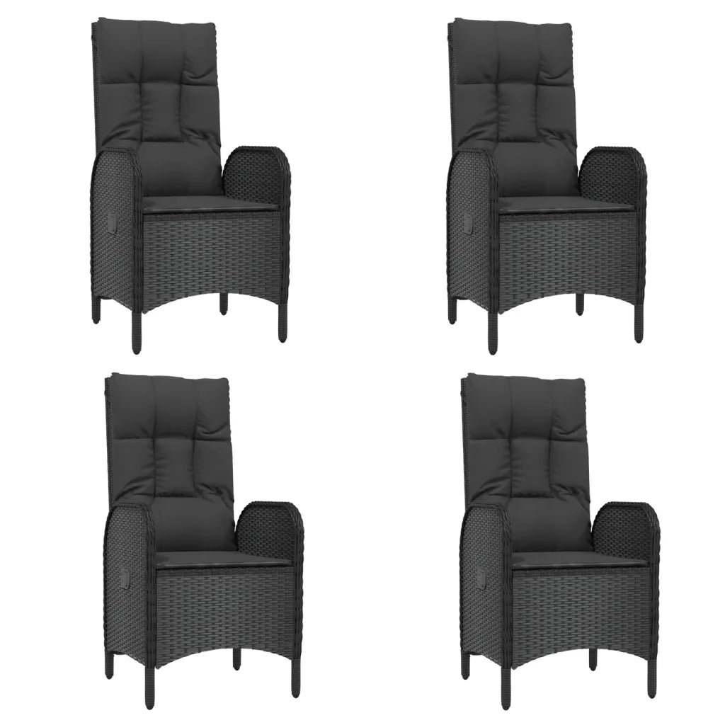 Set da Pranzo da Giardino 5 pz Nero con Cuscini in Polyrattan 3185054