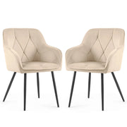 Set di 2 Sedie in velluto trapuntato DIAMANTE Beige gambe nere