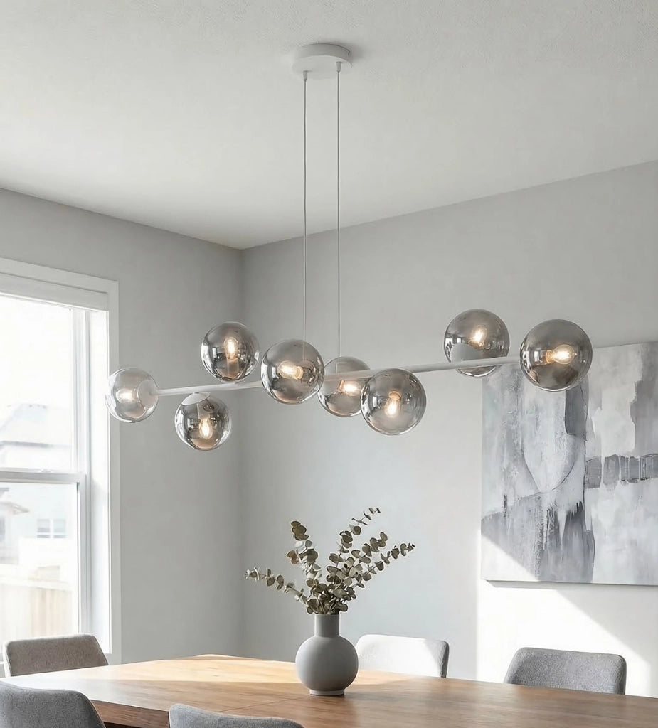Lampada a sospensione MAGNUS 8xE14 vetro grigio Emibig