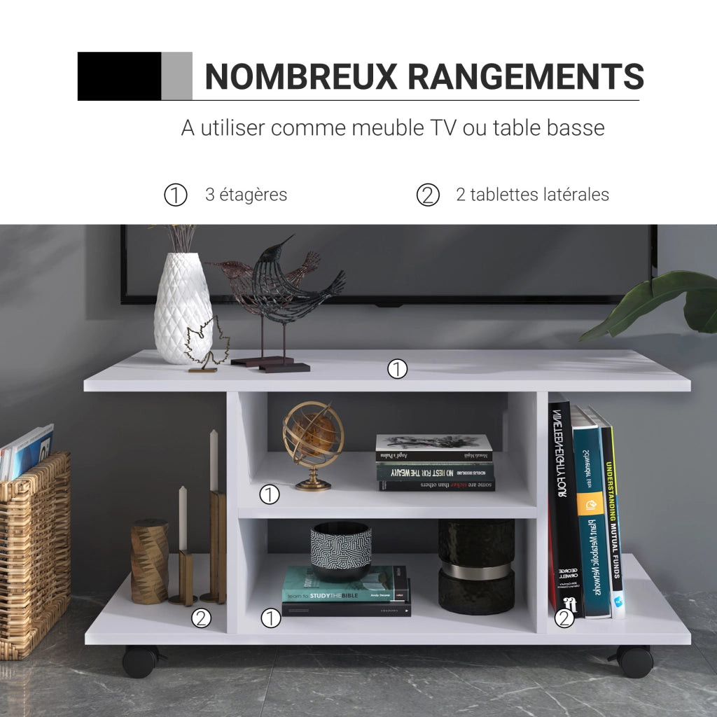 Mobile TV con ruote ¨C Minimal ¨C Bianco 80x40x40