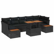 Set da Pranzo per Giardino con cuscino 8 pcs Nero e Marrone
