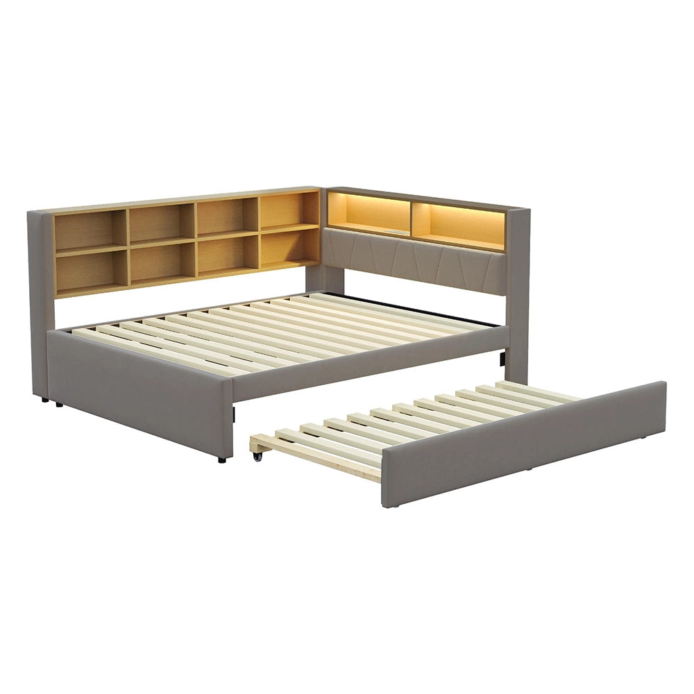 Divano letto - Xylo - 140x200 cm letto nascosto USB grigio scuro