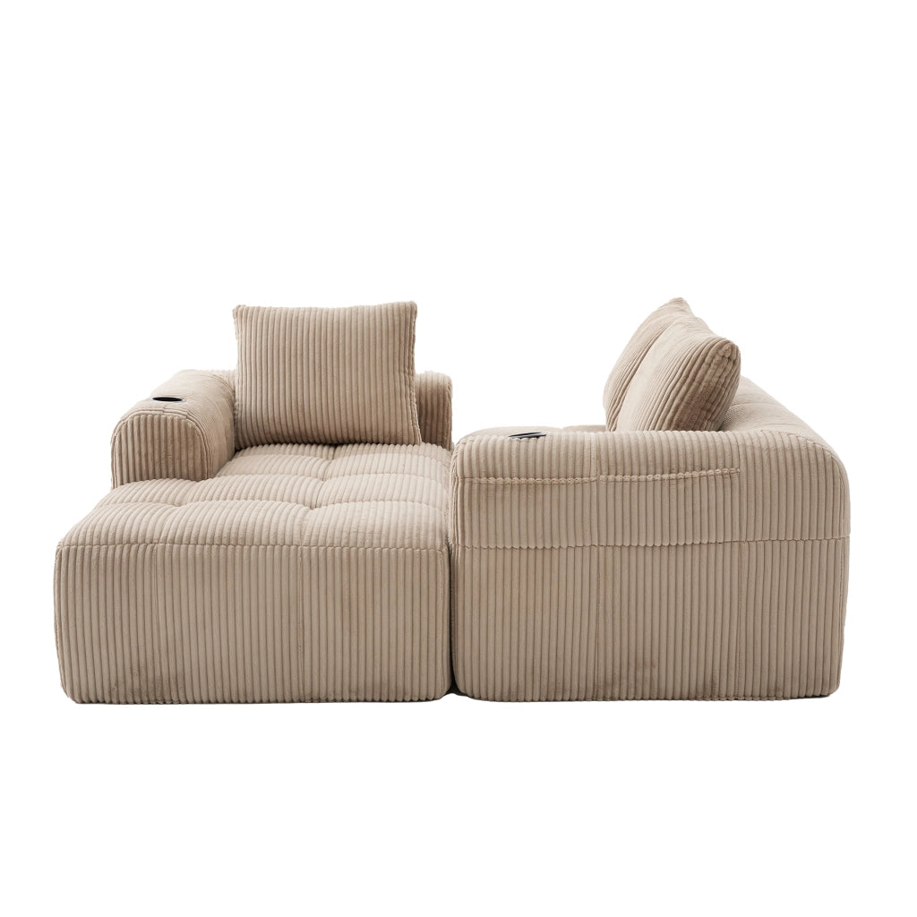 Divano Compatto in Tessuto a Coste con Cuscini ¨C MINIMAL ¨C Khaki, Morbido, Modulare