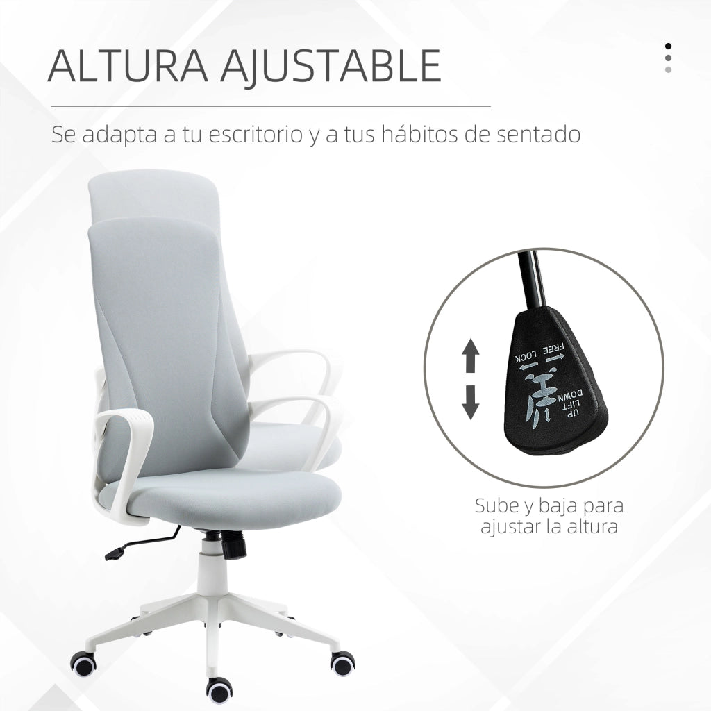 Sedia da Ufficio con Schienale Alto e Braccioli ¨C Minimal ¨C Grigio 62x56x110-119,5cm