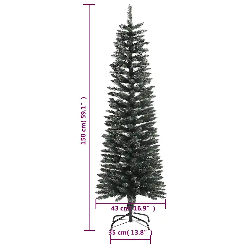 Albero di Natale Artificiale Sottile con Base Verde 150 cm PVC 345184