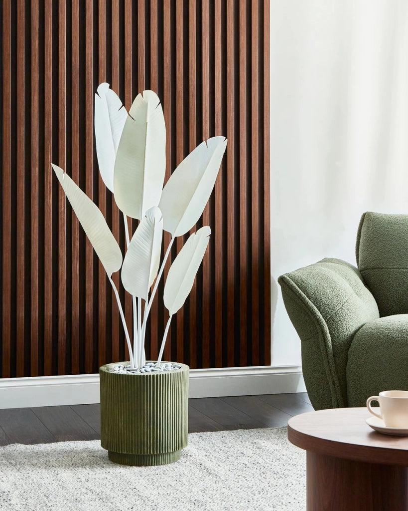 Pianta artificiale in vaso in plastica bianca 123 cm ambienti stile moderno