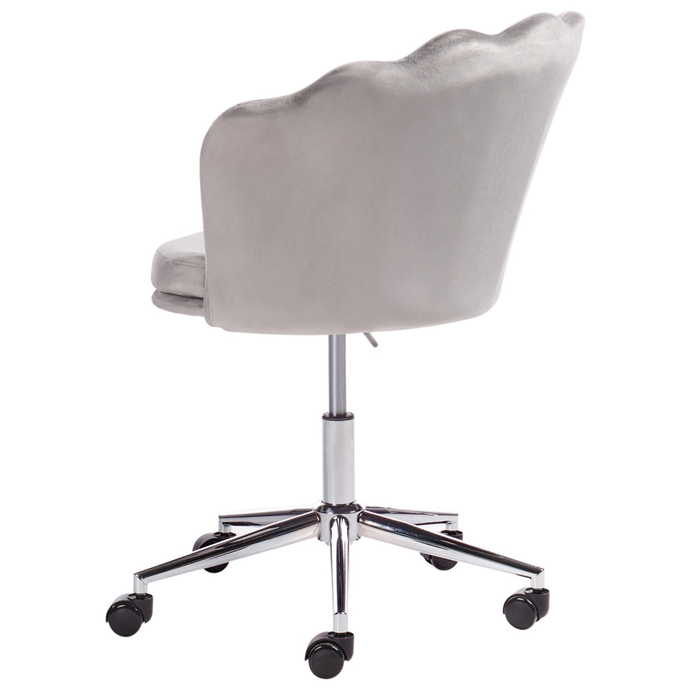 Sedia da ufficio in velluto di colore grigio con base girevole altezza regolabile elegante moderna