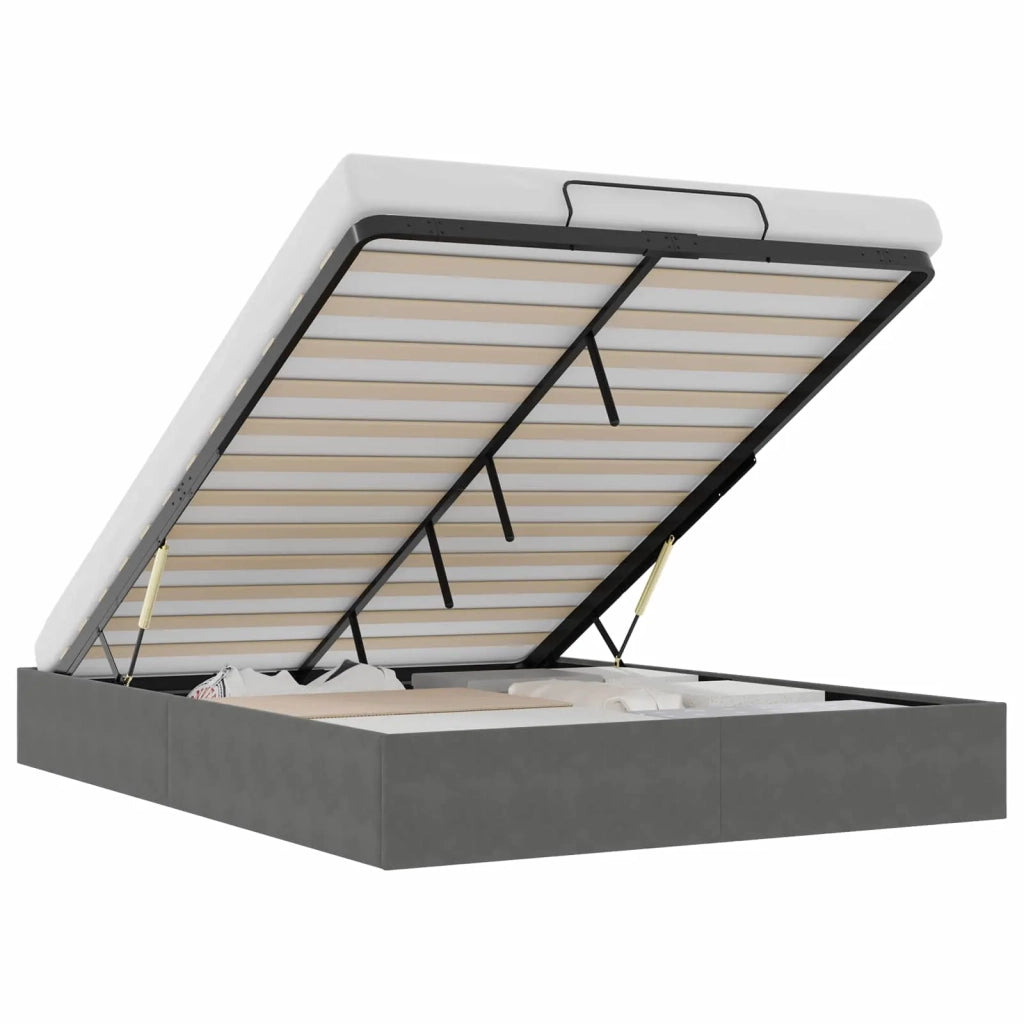 Letto ottomano Grigio Scuro Dimensione intera Velluto 3403073