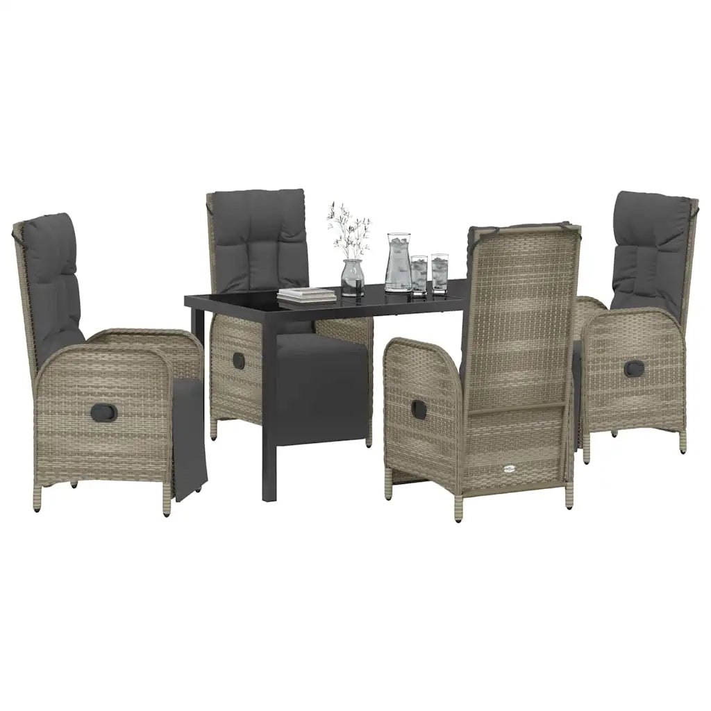Set da Pranzo per Giardino con cuscino 5 pcs Grigio polyrattan 3380136