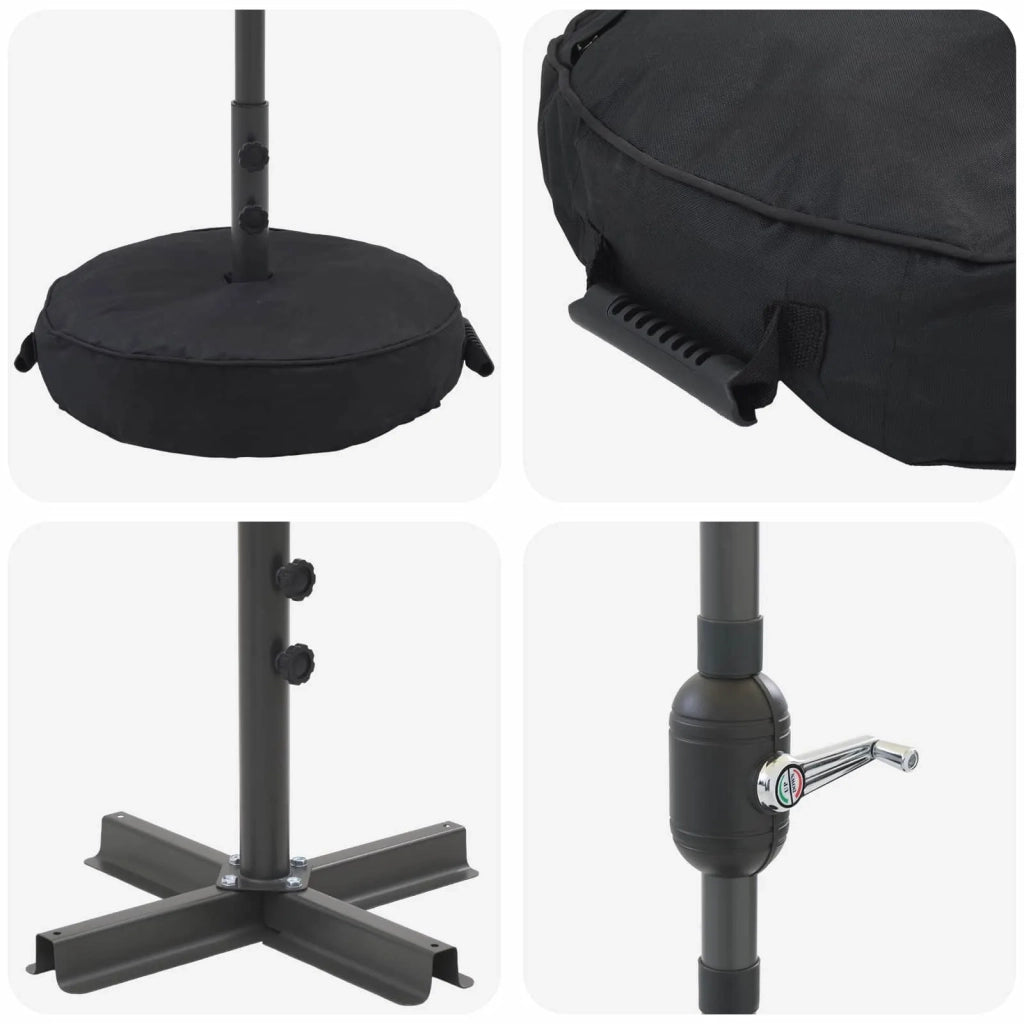 Ombrellone da giardino-Parasol da giardino con luci LED e base 300 x 300 cm Poliestere 994125
