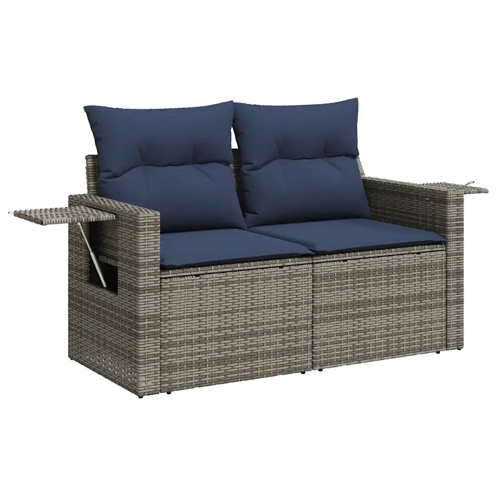 Set Divani da Giardino con Cuscini 7pz Nero Polyrattan Acacia 3328034