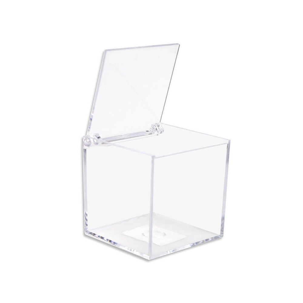 Trade Shop - 12 Scatoline Scatole Cubo Plexiglass 8x8cm Trasparente Porta Confetti Bomboniera -