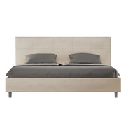 BS COM Letto matrimoniale king size contenitore imbottito 190x200 microfibra sabbia