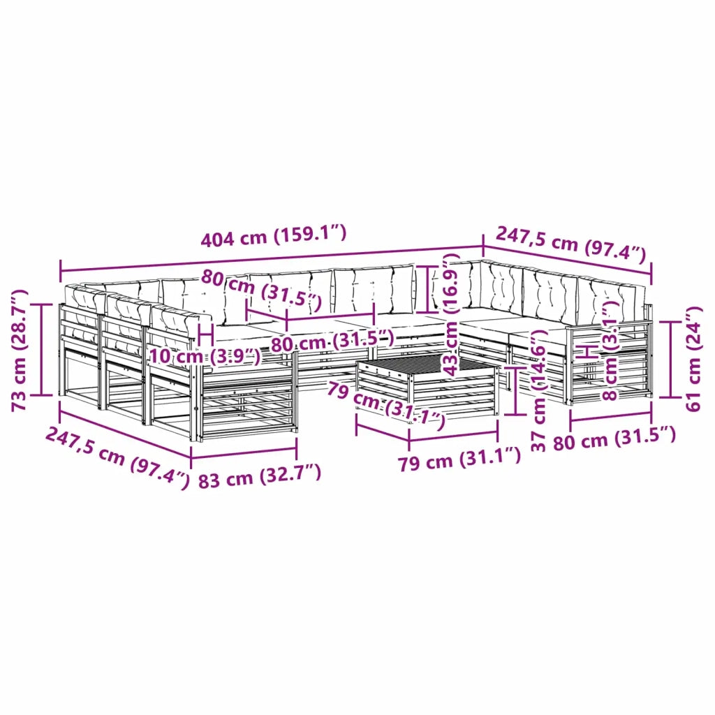 Set di divani da esterno 10 pz Bianco e Beige 3391208