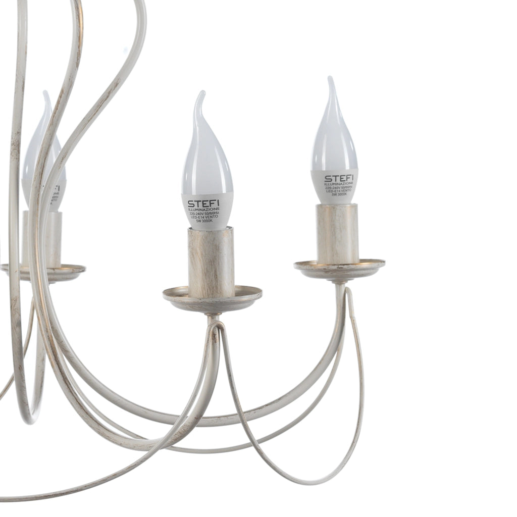 Lampadario 5 luci Candela avorio