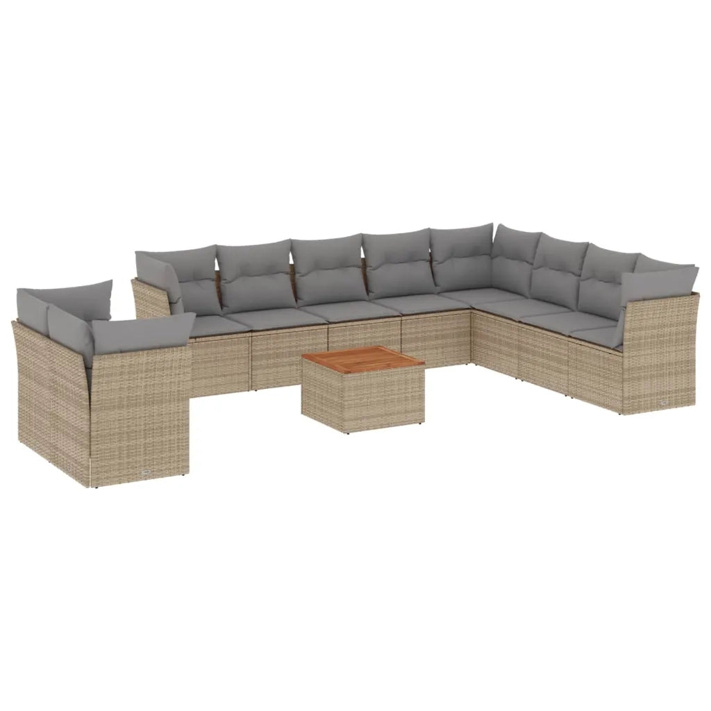 Set Divani da Giardino 11 pz con Cuscini Beige in Polyrattan 3223721
