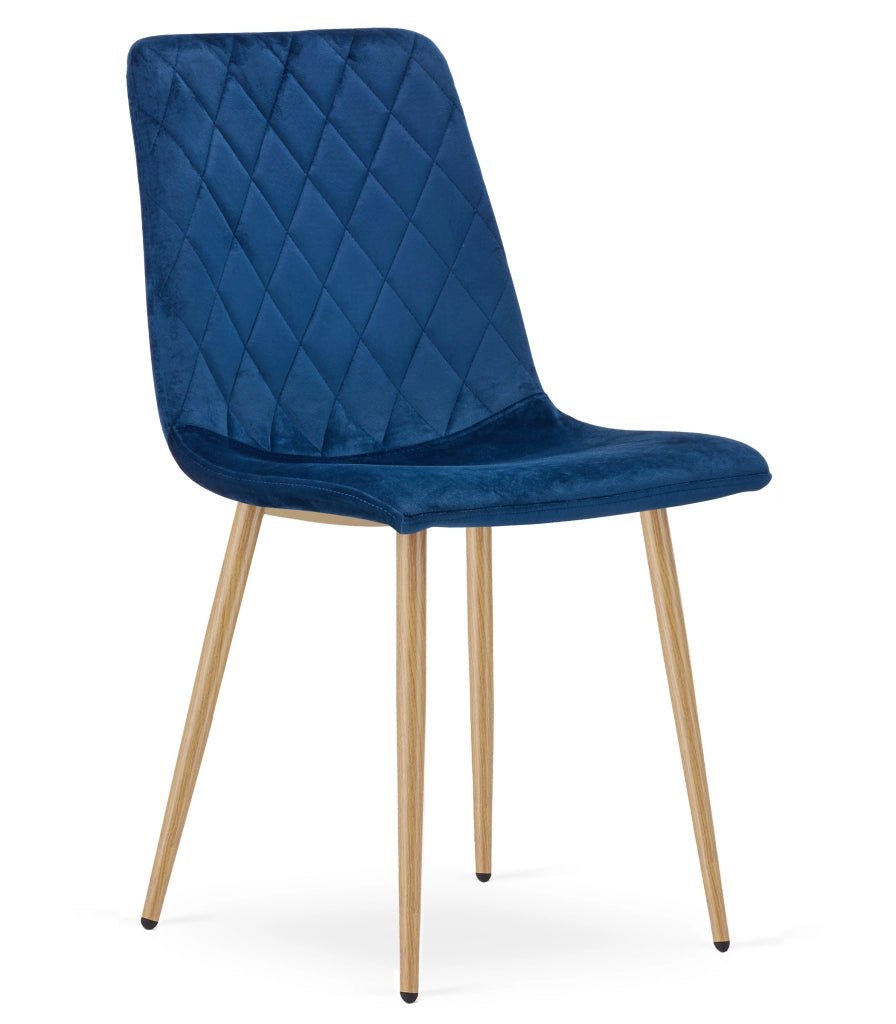 Sedia VALORA TURIN - Velluto blu navy con gambe in legno x 4