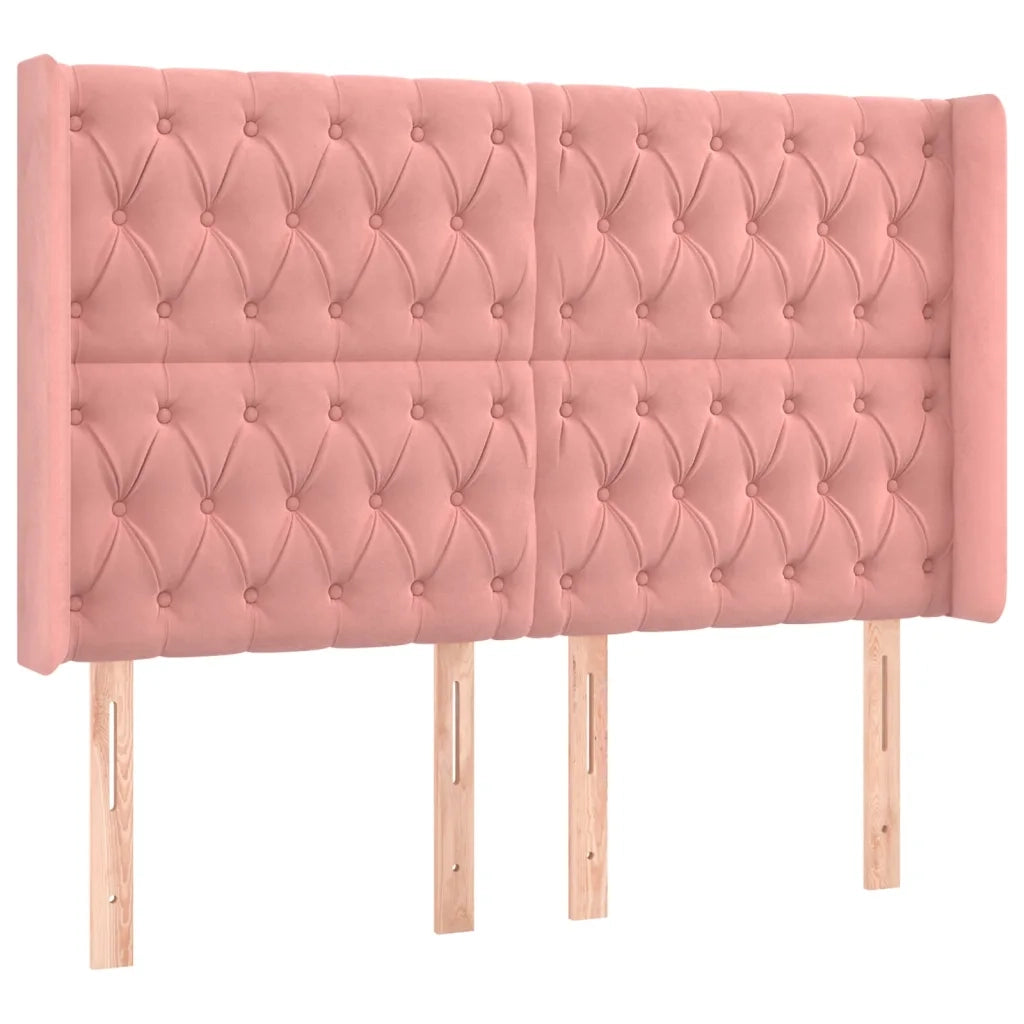 Letto a Molle con Materasso e LED Rosa 140x200 cm in Velluto 3139750