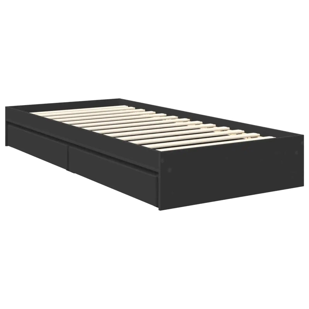 Letto con Contenitore Nero 90 x 190 cm Legno multistrato 3411251