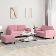 Set di Divani 3 pz con Cuscini Rosa in Velluto 3202007
