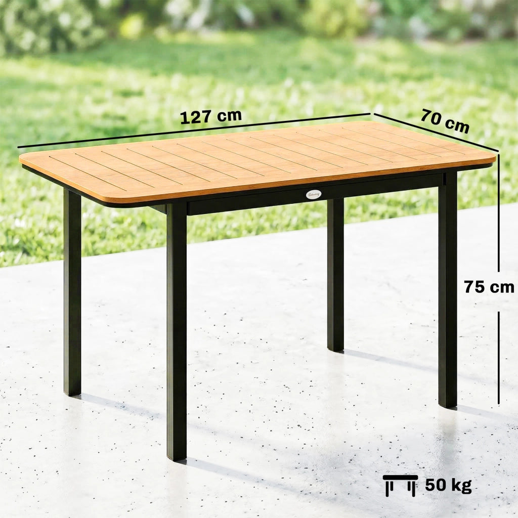 Tavolo da Giardino 6 Persone ¨C zephmum ¨C Legno Composito, Metallo, 127x70cm, Marrone