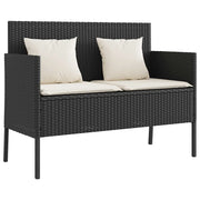 Panchina da Giardino | Panca da Giardino con Cuscini Nera in Polyrattan