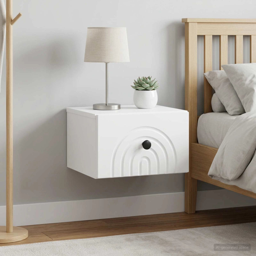Mobiletto da notte a muro 2 pz Bianco 33 x 34,5 x 20 cm 898086