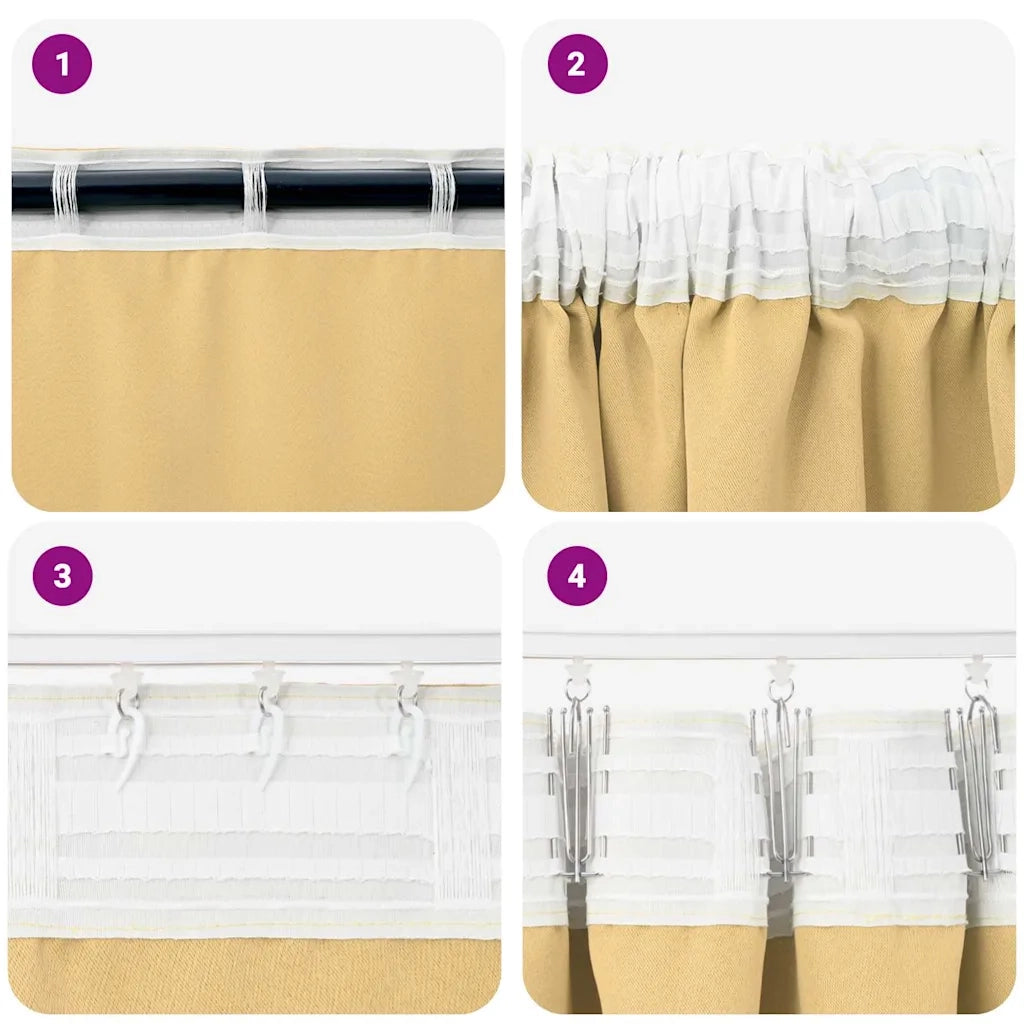 Tende Blackout con Anelli 2 pcs Beige 175 x 140 cm Poliestere 4107424