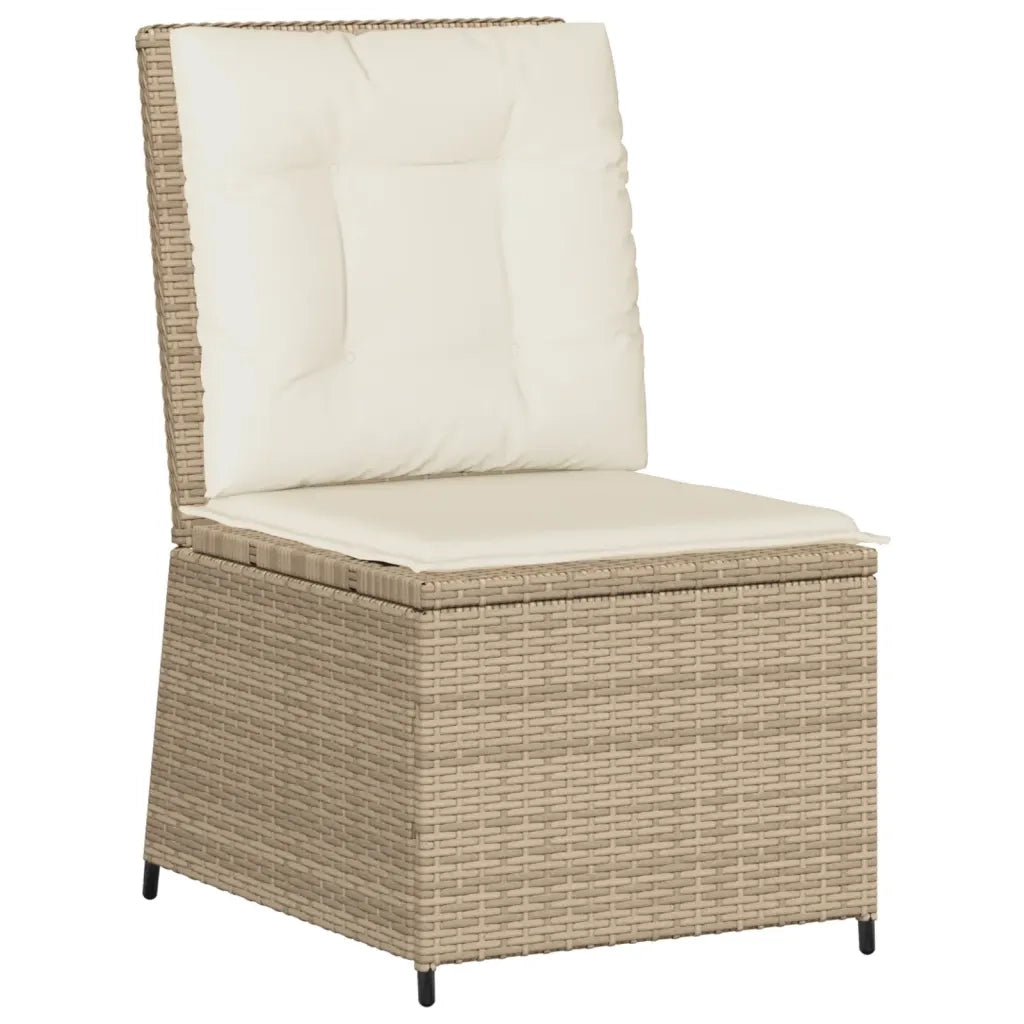 Divano Reclinabile da Giardino con Cuscini Beige in Polyrattan 368977