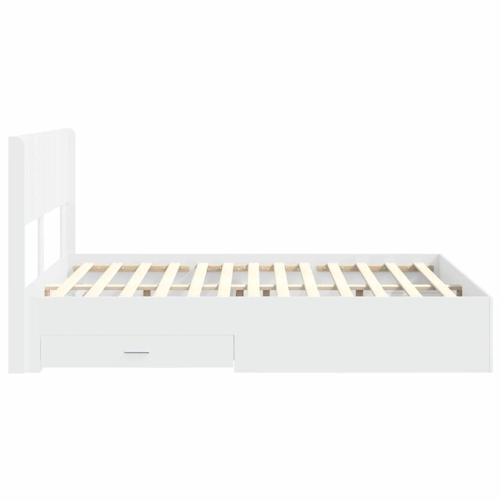Letto da camera | Struttura del letto con stoccaggio e testata Bianco