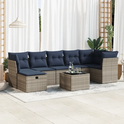 Set Divano da Giardino 8 pz con Cuscini Grigio in Polyrattan 3325317