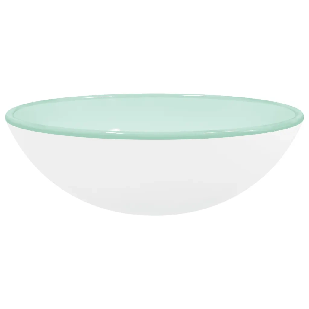 Lavandino in Vetro-Lavabo-Lavello Temperato 42x14 cm Bianco