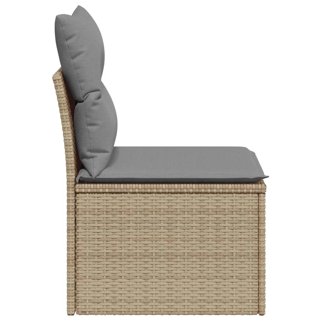 Divano Giardino Senza Braccioli con Cuscini Beige in Polyrattan 366085
