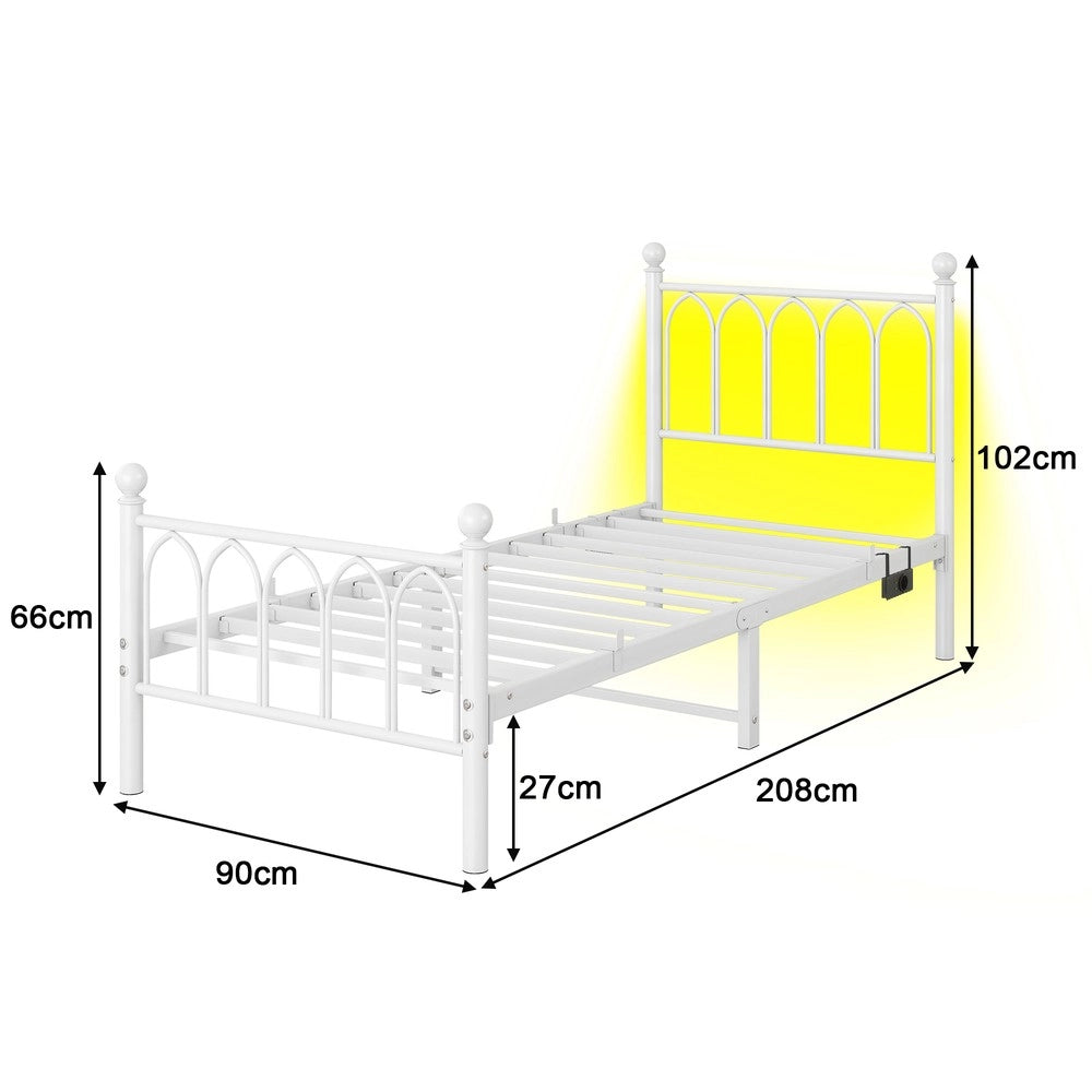 Giroletto in Metallo con LED e USB ¨C MINIMAL ¨C Bianco 90x200