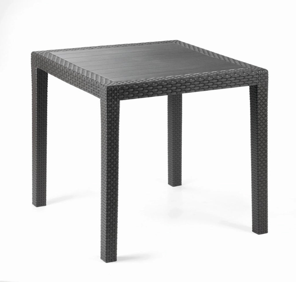 Tavolo King Quadrato In Plp Effetto Rattan Antracite 80X80 - Ipae-Progarden