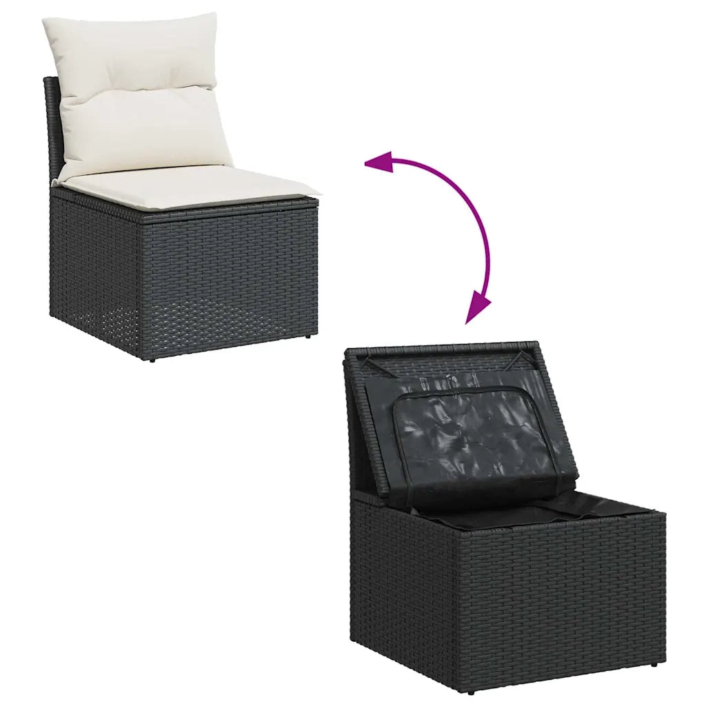 Set Divani da Giardino con Cuscini 8 pz Nero Polyrattan Acacia 3328029