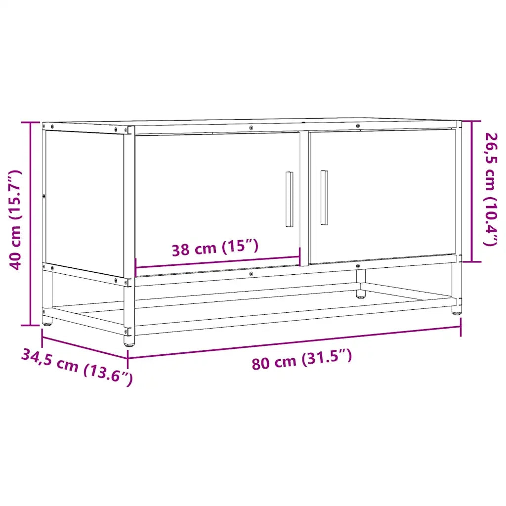 Mobile TV | Armadietto TV | Mobile Porta TV Rovere Fumo 80x34,5x40 cm Legno Multistrato e Metallo