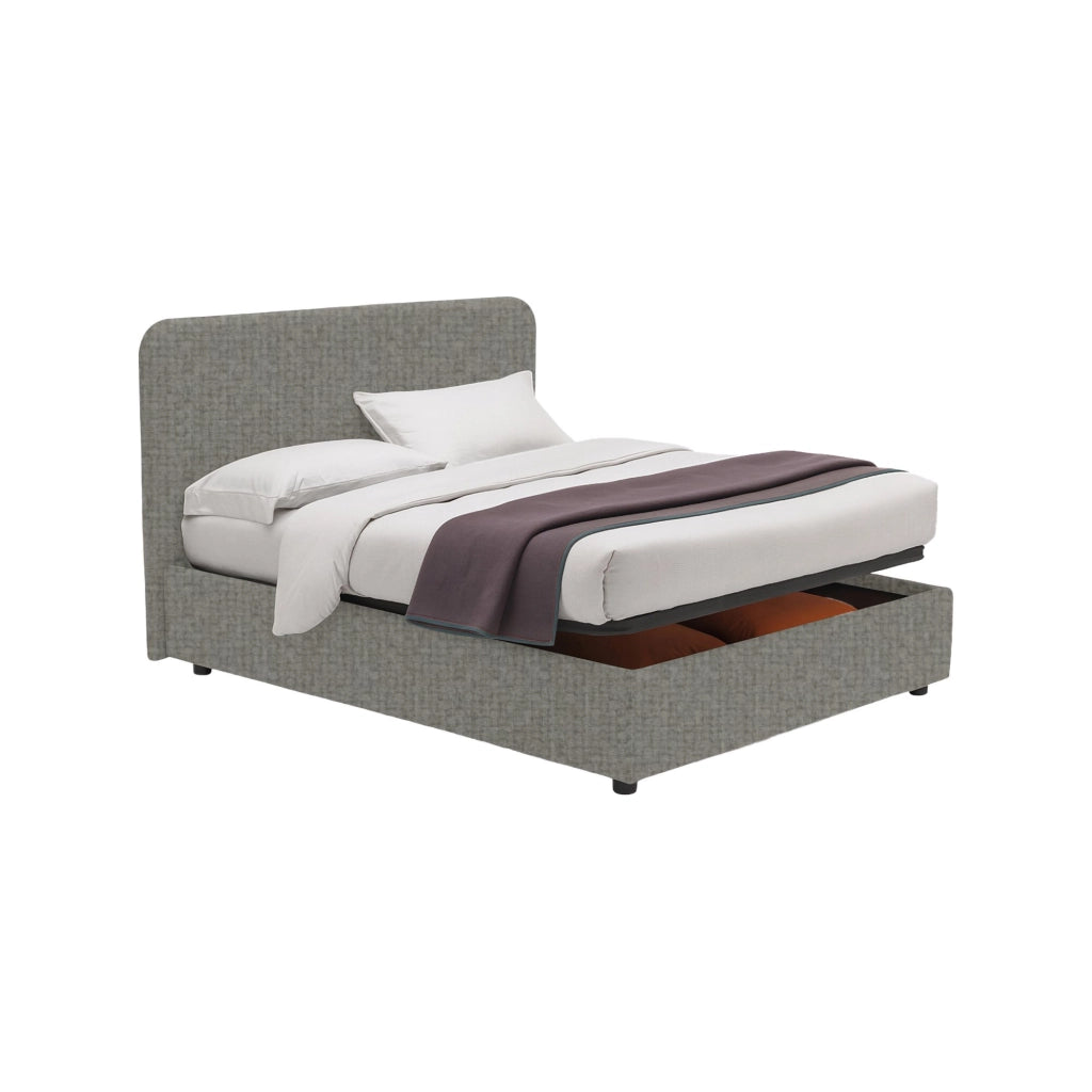 Reading, Letto Singolo Sfoderabile Made in Italy, Grigio Cenere