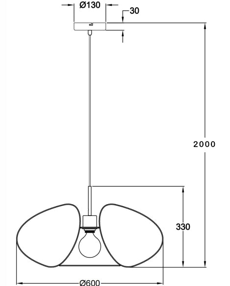 Lampada a Sospensione Fassa Ø60cm in Metallo Nero, Attacco E27 40W, Design Industriale, Classe di Isolamento 1, IP20 - Illuminazione Interni