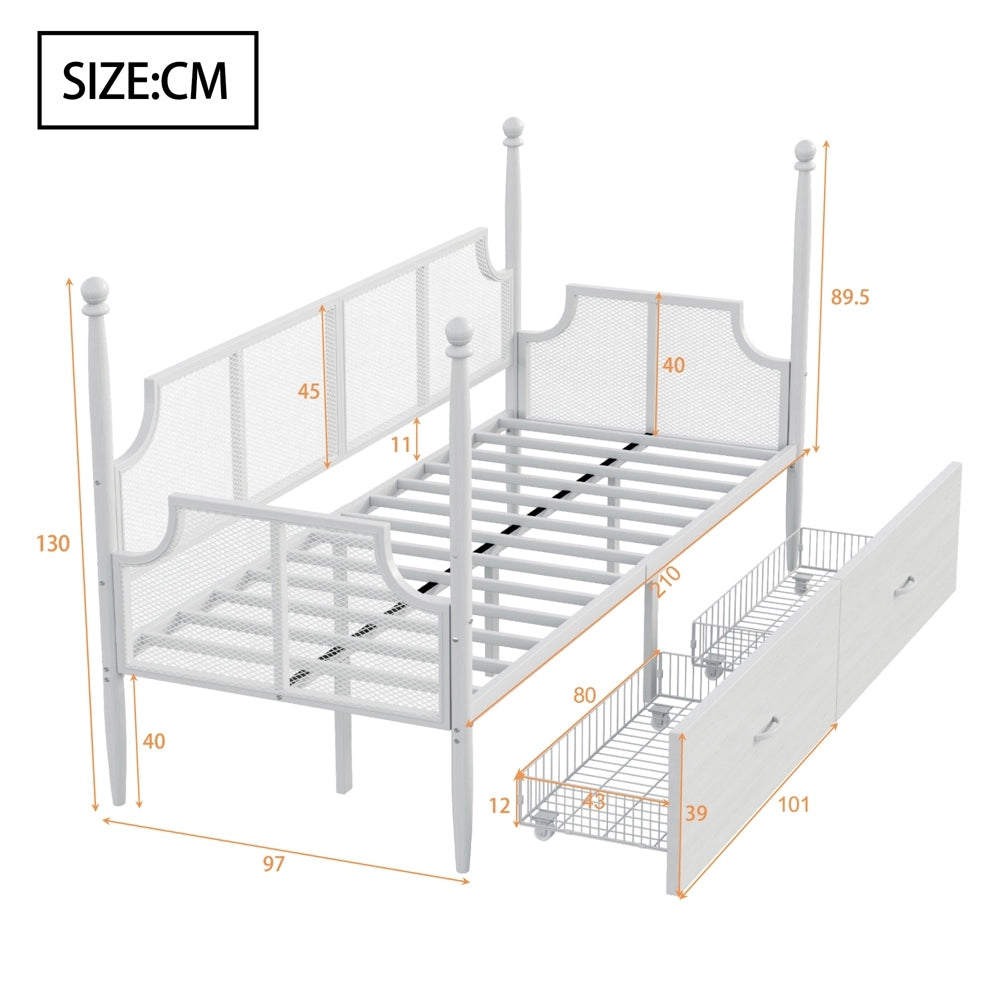 Divano letto - Xylo - 90x200 cm vintage bianco
